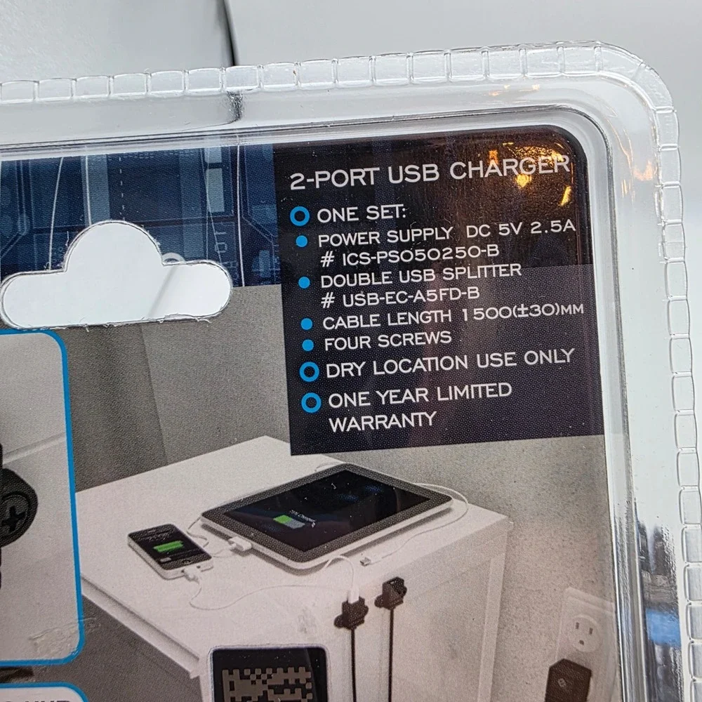 2 Pack EZ Collection 2-Port USB Charger Smart Charging System Black 5 FD-B O9